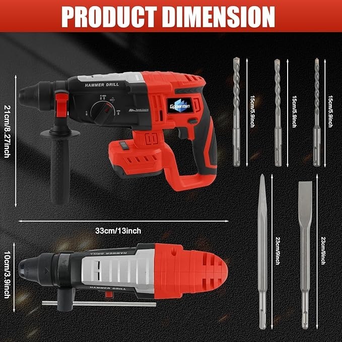 Cordless Rotary Hammer Drill (Tool Only) Compatible with Milwaukee M18