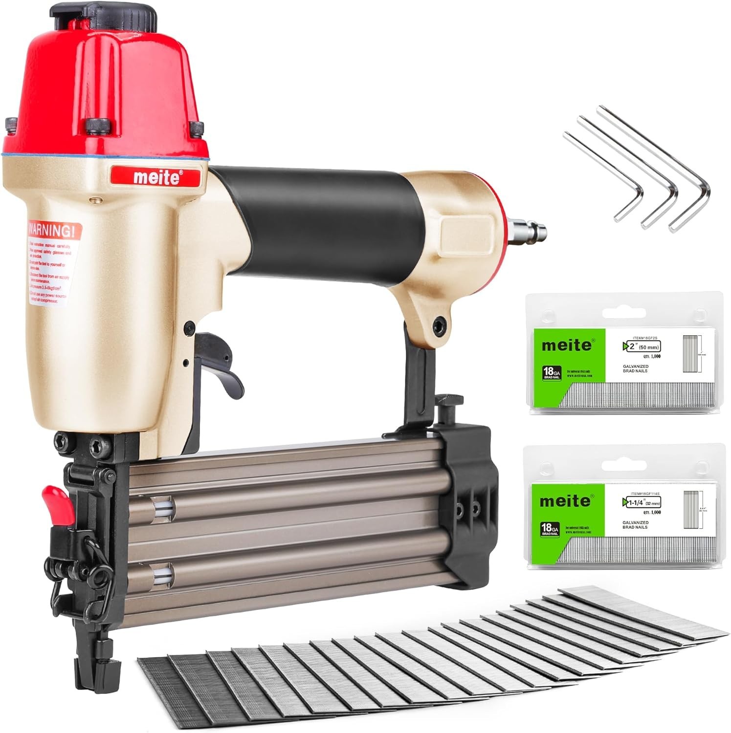 meite F50C Small Finish Nail Gun for Trim Work 18 Gauge Brad Nails 5/8&Prime; to 2&Prime;