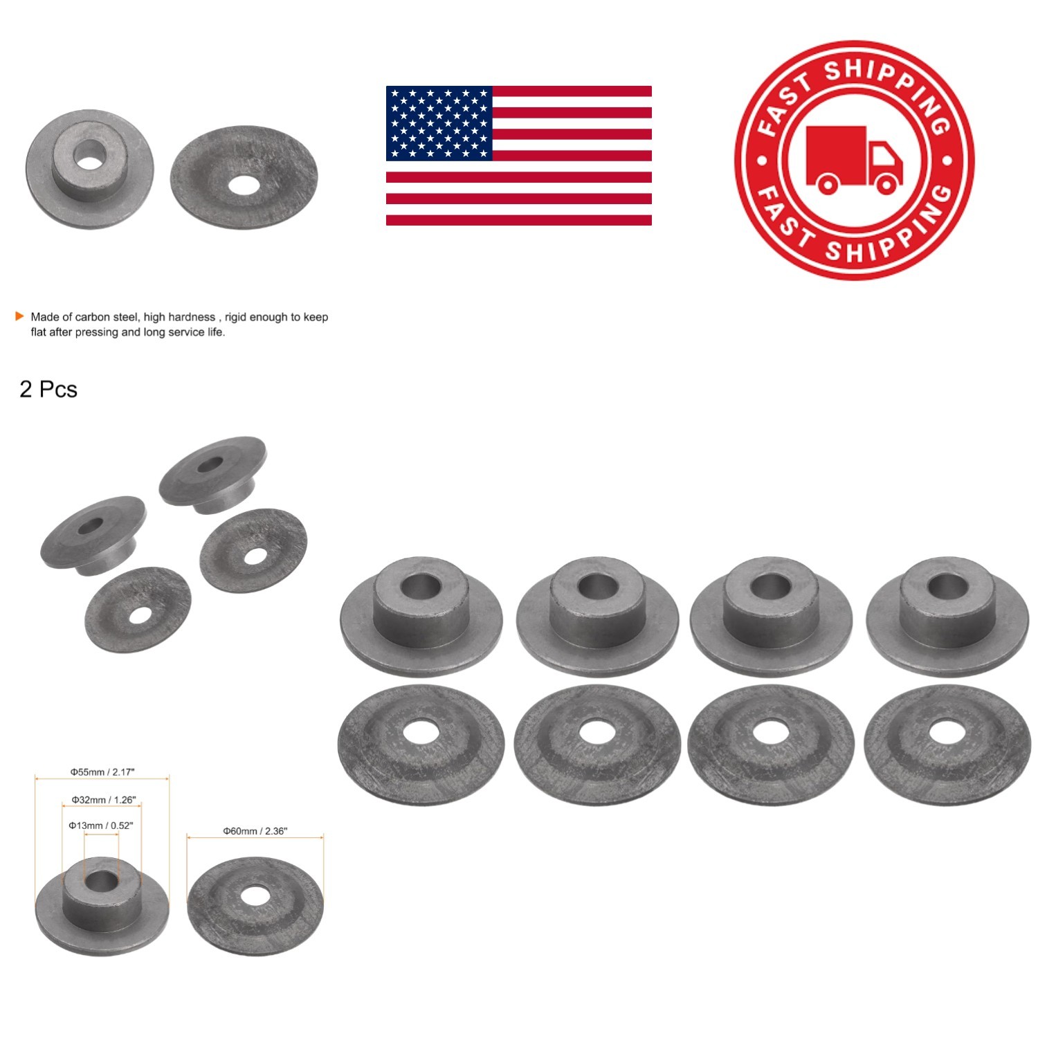 Bench Grinder Washer Flange 1.26 Inch OD Durable Carbon Steel Pack of 2