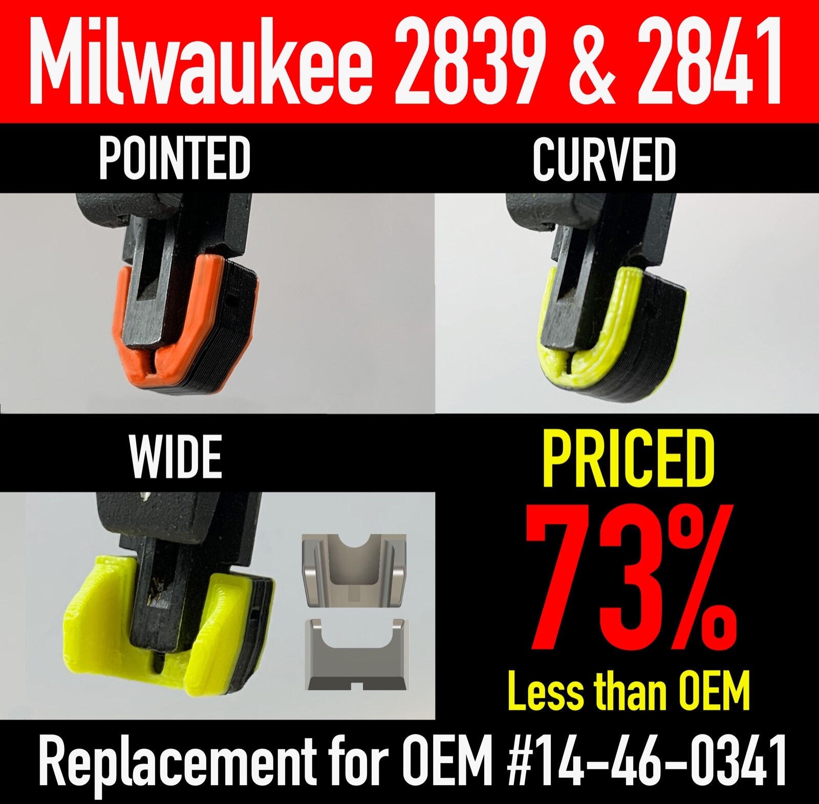 3 to 12 PACKS – Nose cushion no mar tip Milwaukee 2839 & 2841 (14-46-0341)