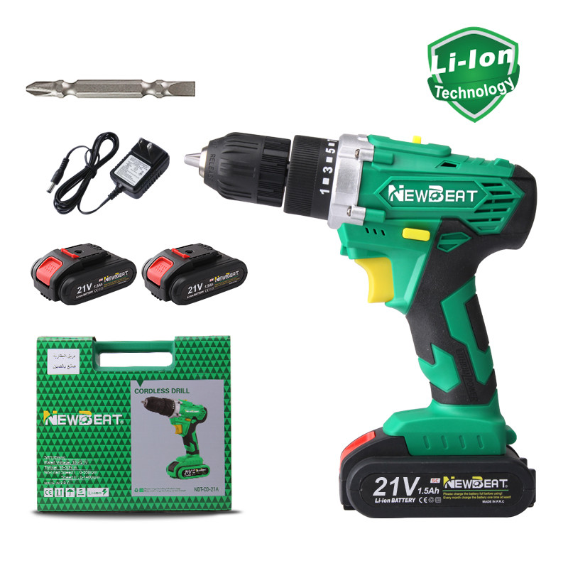 Variable Speed 12V Cordless Drill 0-1500RPM Electric Screw Gun with Bits