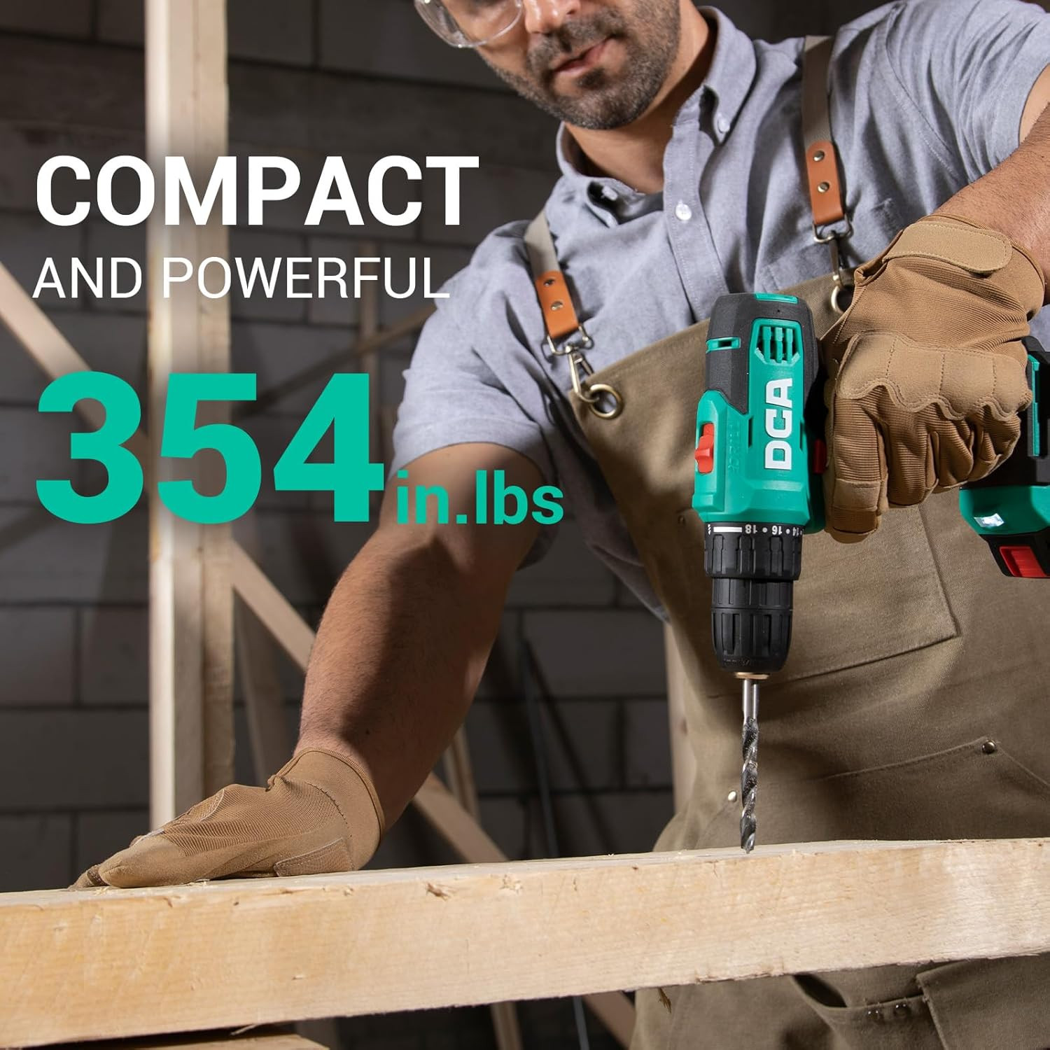 DCA Cordless Drill Set, 354 In-Lbs Torque, 3/8&Prime; Keyless Chuck, Electric Power Dr
