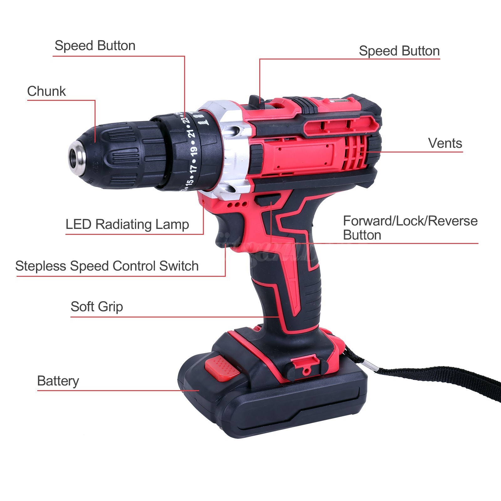 3/8&Prime; Hammer Drill Cordless Brushless Impact Driver Combo Kit W/Battery & Charger