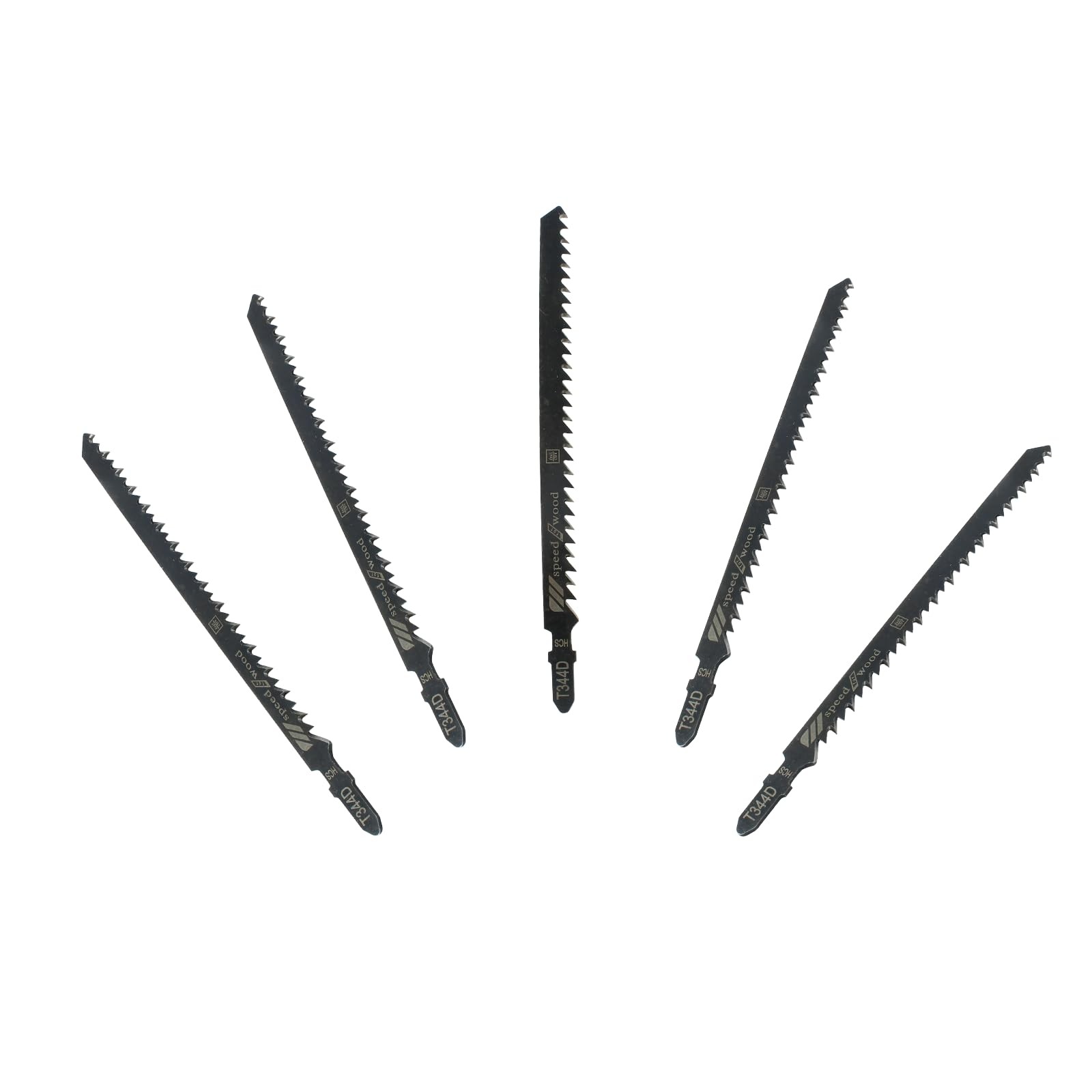 Hitefu 5PCS T344D T-Shank Jigsaw Blades, 6 Inch High Carbon Steel Long Black