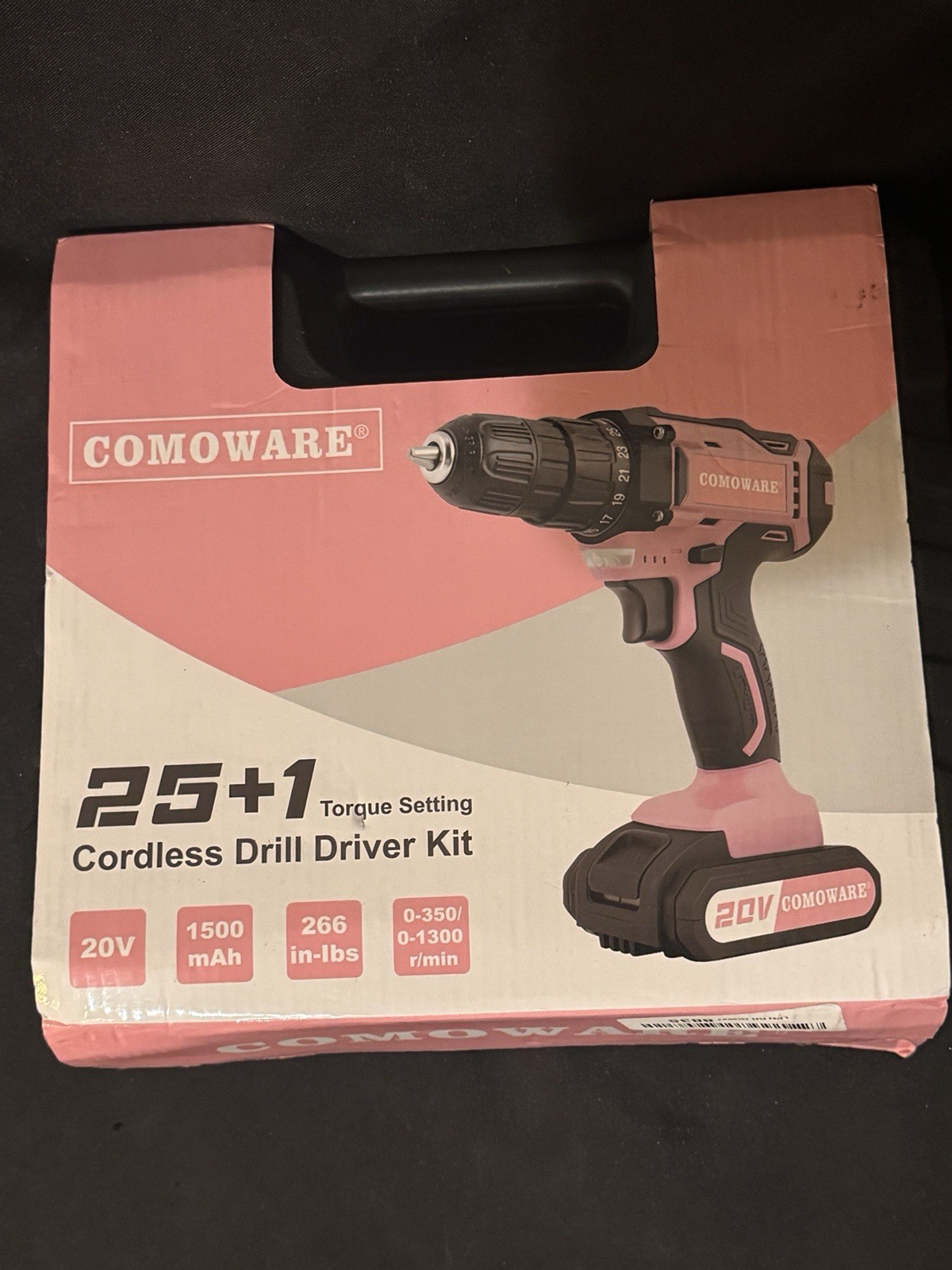 COMOWARE 20V — 25+1 Torque Setting Cordless Drill Driver Kit – w Batt & Charger