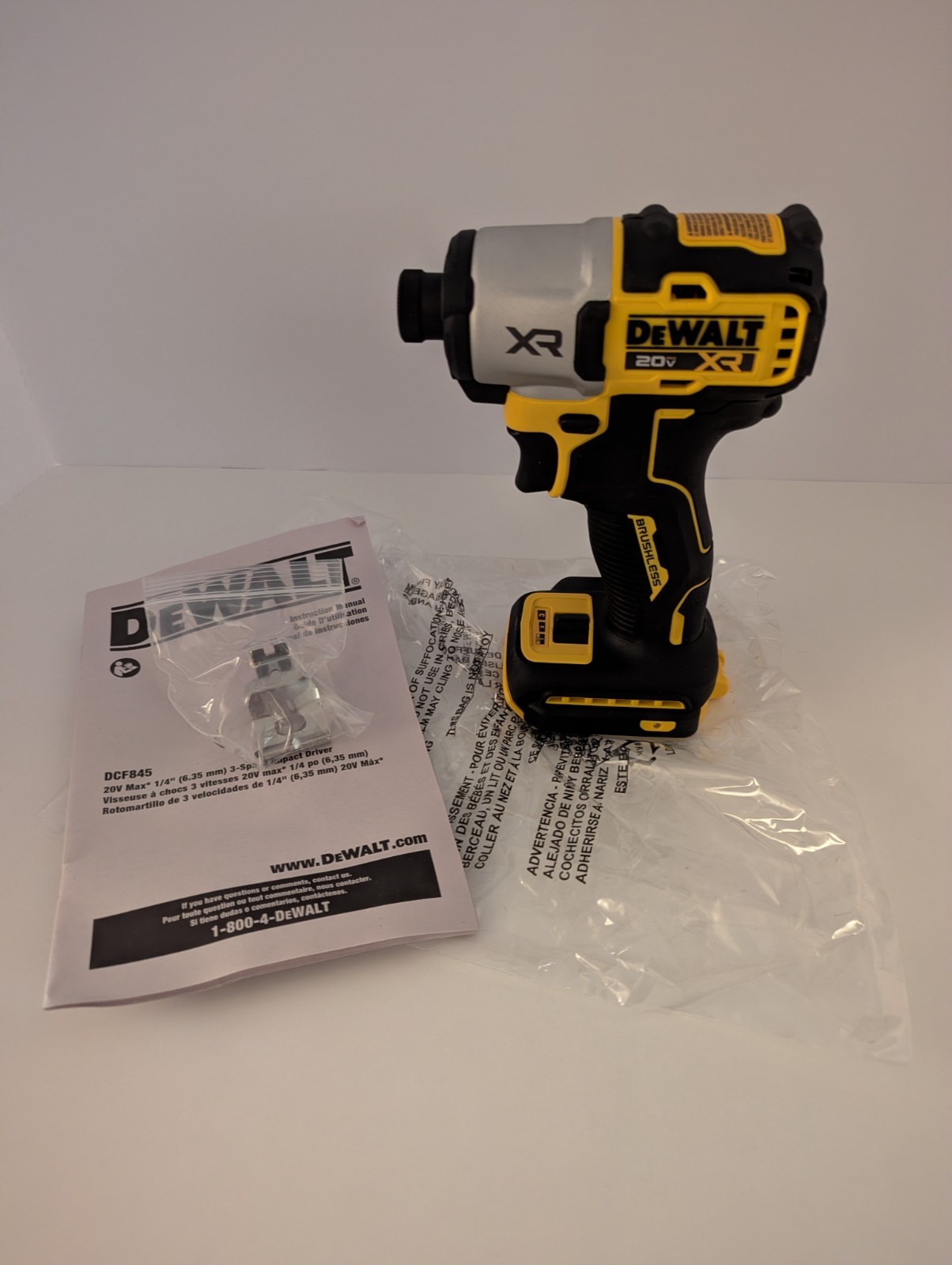 NEW DeWALT 20V Max XR Brushless 3-Speed 1/4&Prime; Impact Driver DCF845B 20 Volt
