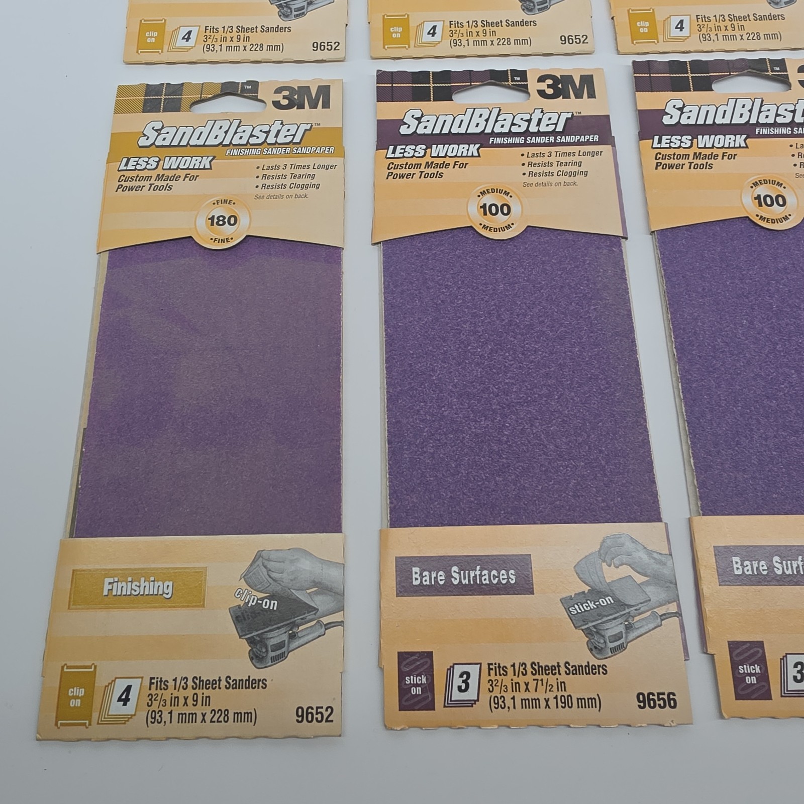 3M SandBlaster Sandpaper Pro 180 Grit 9652 – 5 Packs 100 Grit – 2 Packs 9656