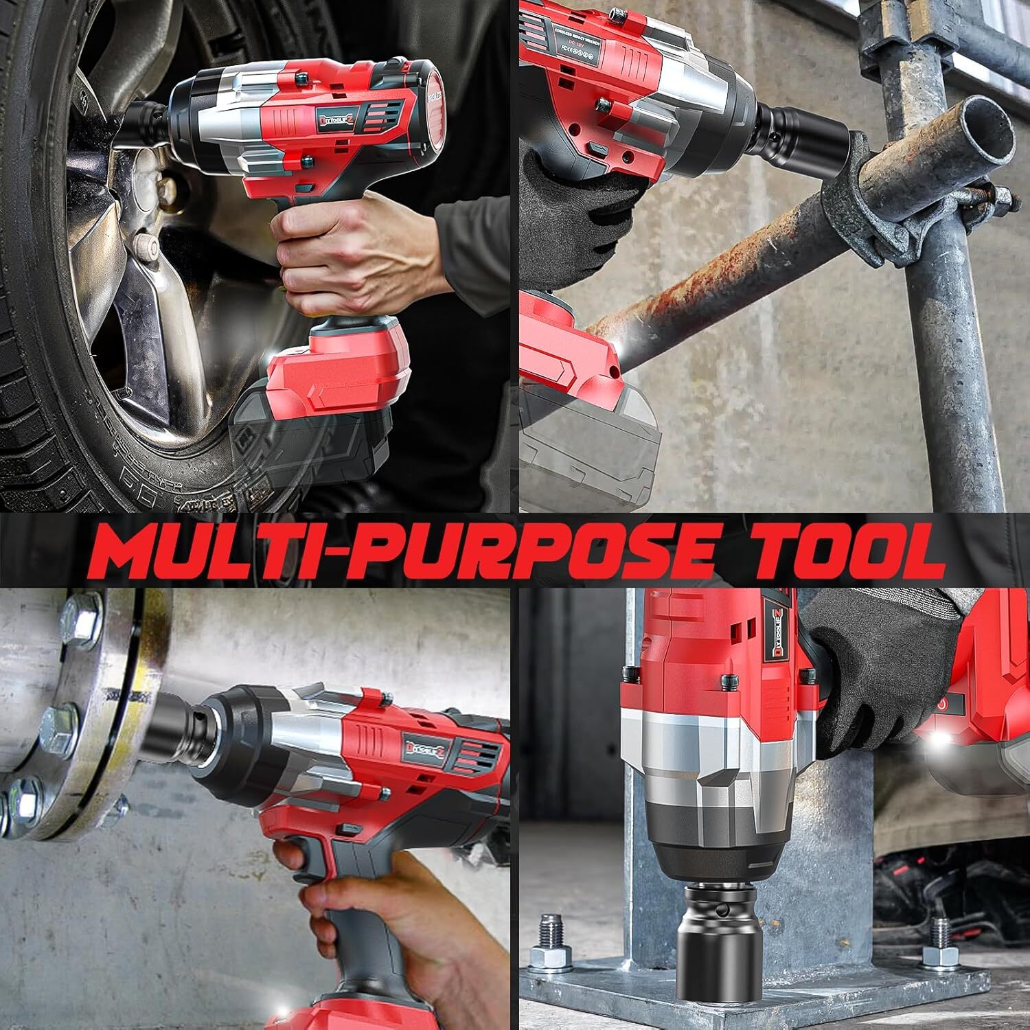 3/4&Prime; Impact Wrench for Milwaukee 18V Battery: 1850Ft-Lbs(2500N.M) High Torque Im