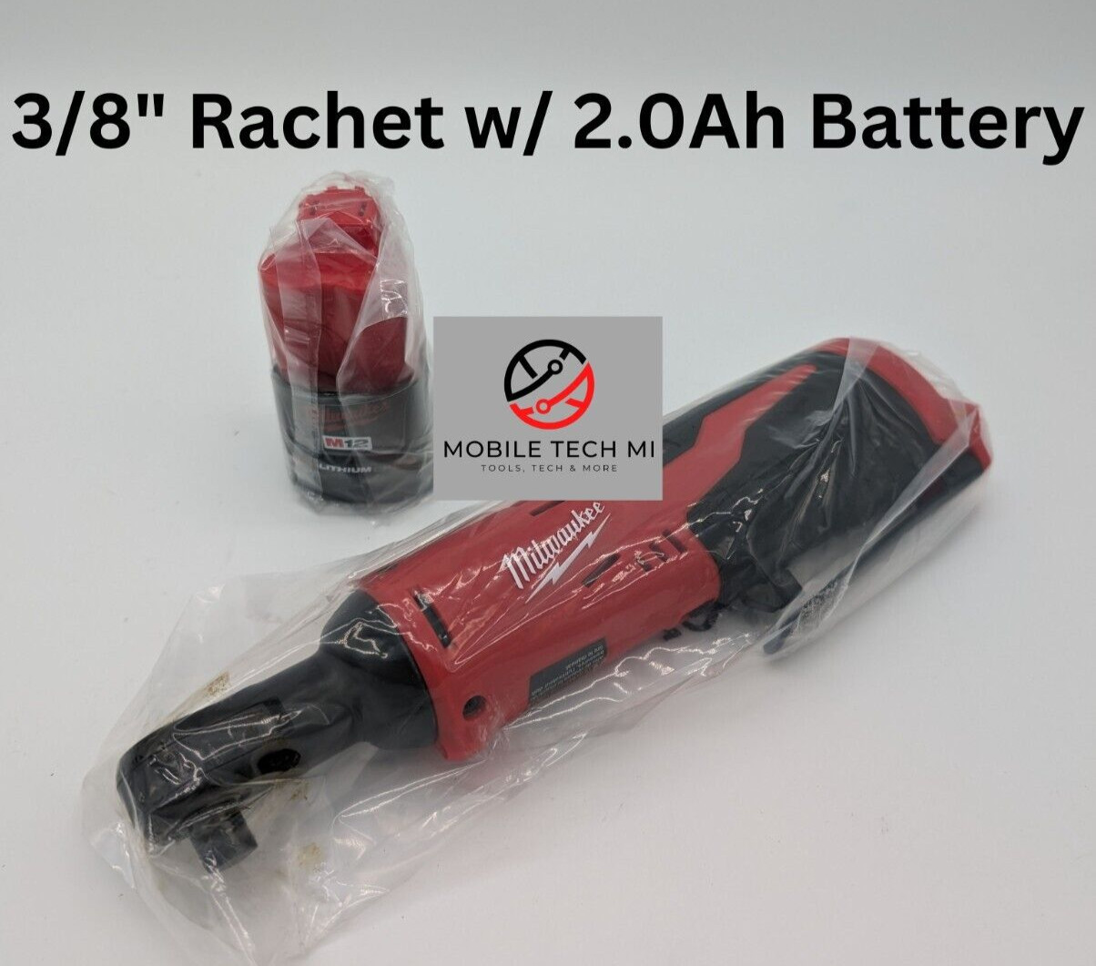 NEW Milwaukee M12 Cordless 3/8&Prime; Ratchet, 2457-20 w/ CP2.0 2.0Ah Battery