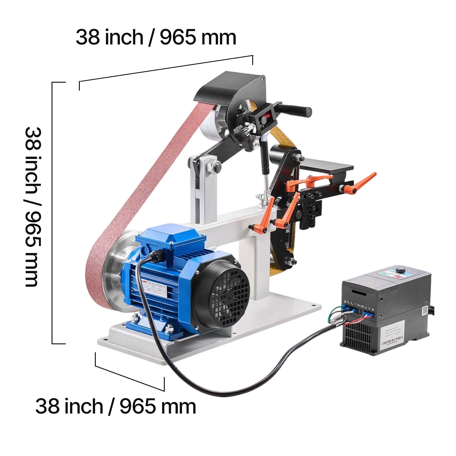 Belt Grinder 2&Prime; x 82&Prime; Complete Chassis with 2HP Motor & VFD Combo