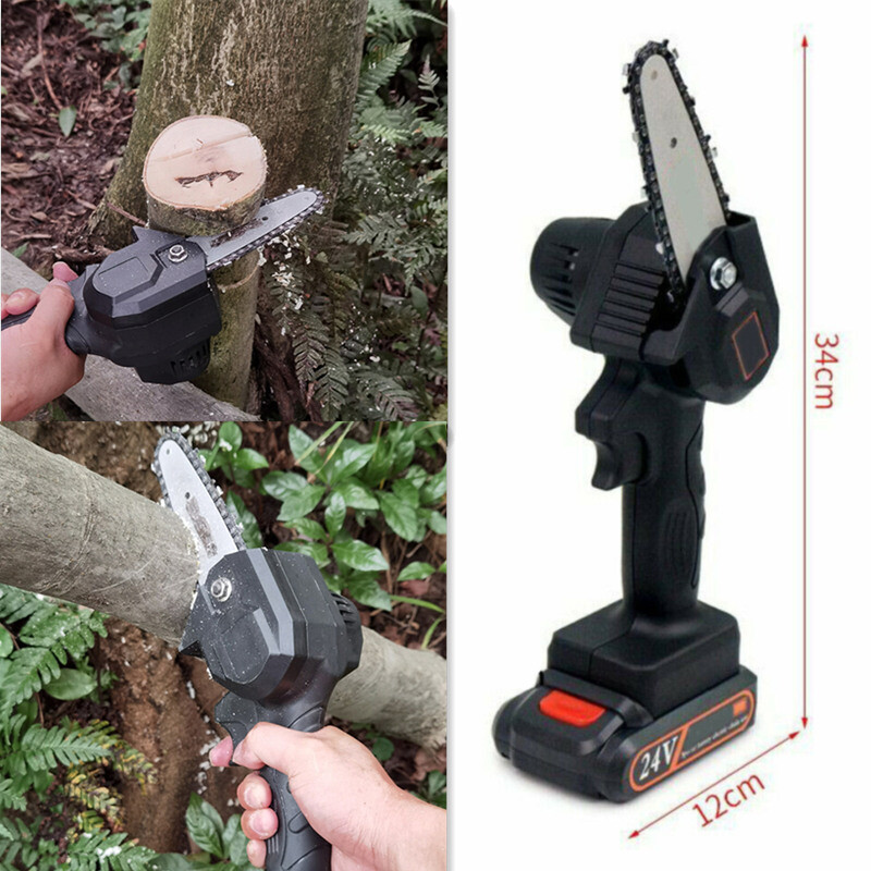 👍Mini Chainsaw Cordless 4Inch Electric Chain Saw 24V Battery Power Wood Cutting