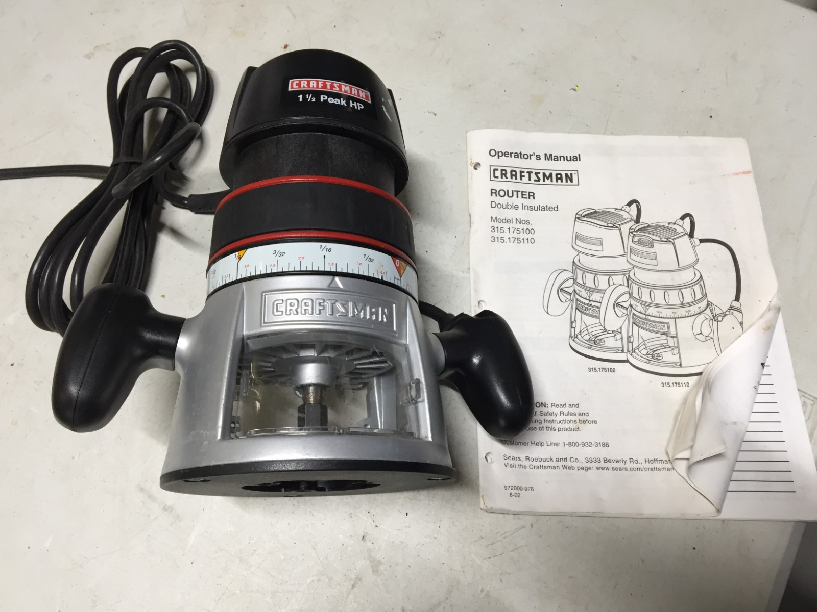 Craftsman 315.175100 1.5HP 8.5-Amp Corded Electric Router (Used Only Twice)