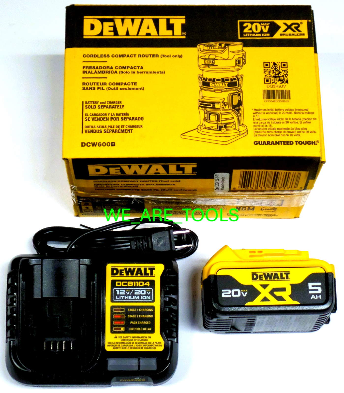 DeWalt KIT DCW600B 20V Max XR Compact Router, 1) DCB205 5.0 Ah Battery, Charger
