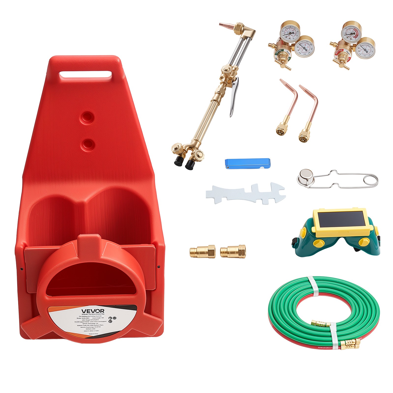 VEVOR Oxygen Acetylene Torch Kit 14PCS Gas Welding Cutting & Cylinder Holder