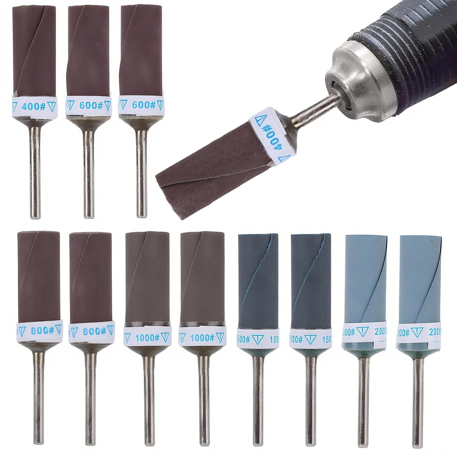 12Pcs 400-2000 Grit Sanding Drums for Dremel Rotary Tool, Rotary Tool Bits Sande