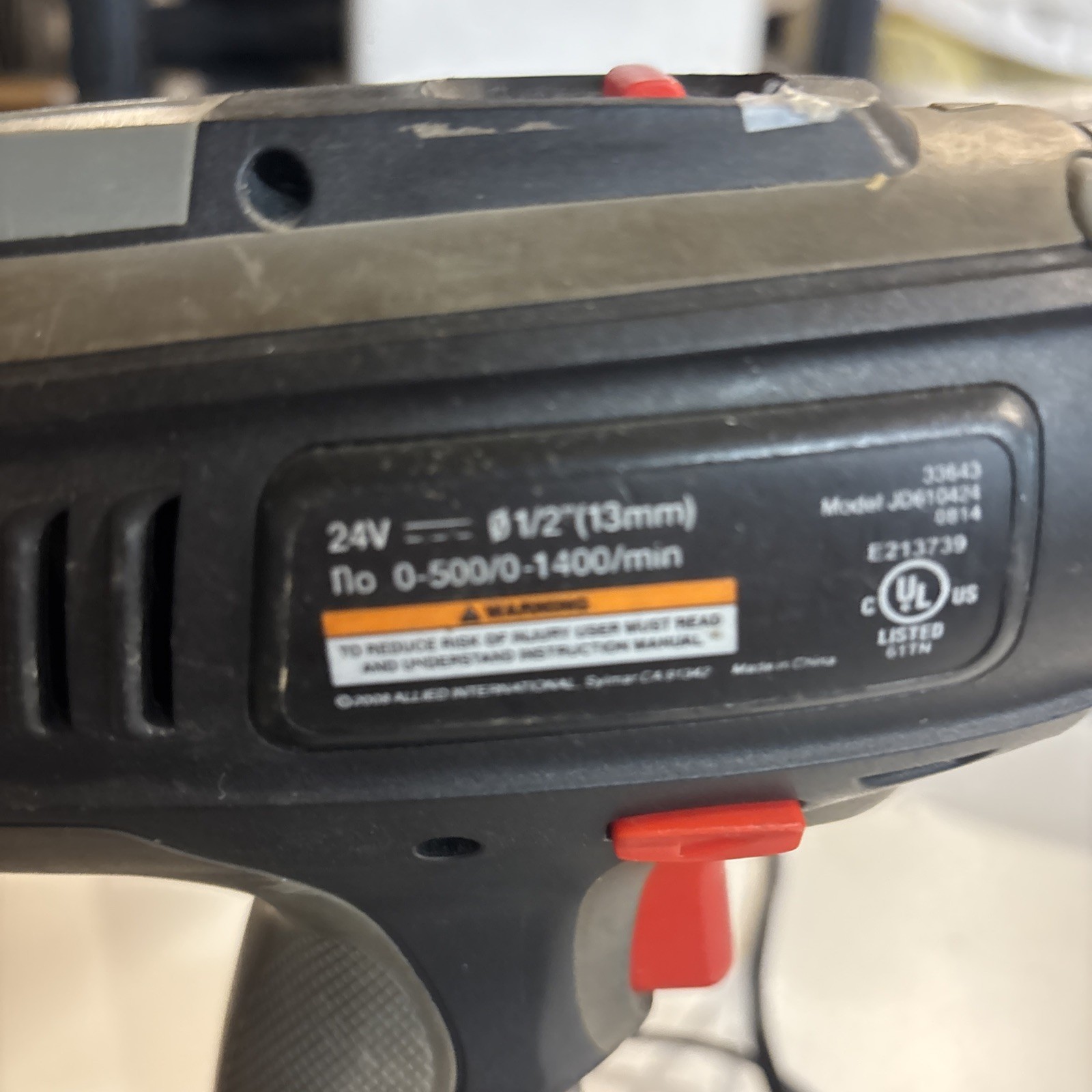 Black Max 24V Cordless Drill Driver w/ Weak Battery & Charger