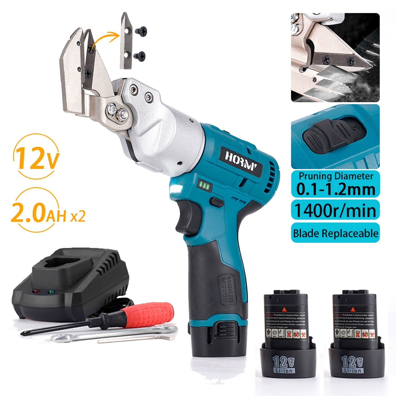 Electric Tin Snips, Sheet Metal Cutter Scissors 12V Heavy Duty Cutter Power Tool
