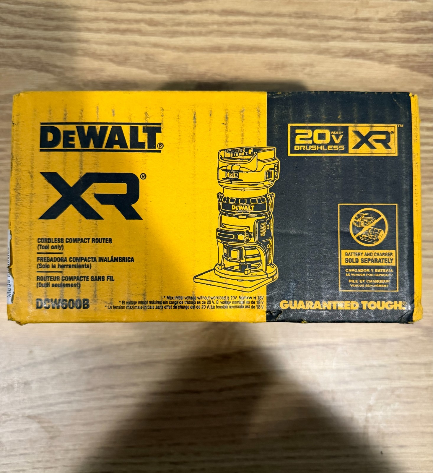 DEWALT DCW600B 20V MAX XR Cordless Brushless Fixed Base Compact Router Tool Only