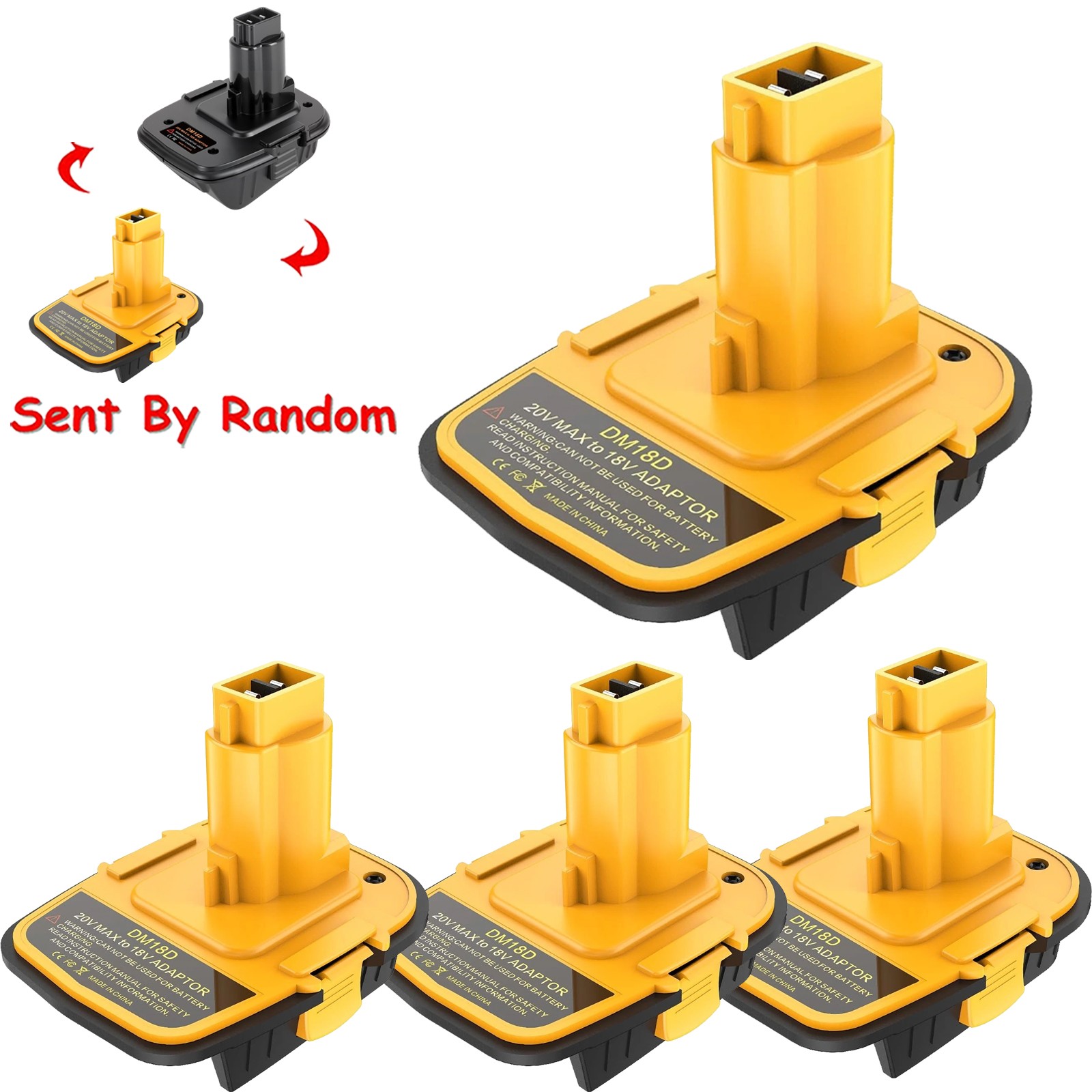 4-PACK New DM18D Adapter For Dewalt 20V/Milwaukee 18V to For Dewalt 18V Tools
