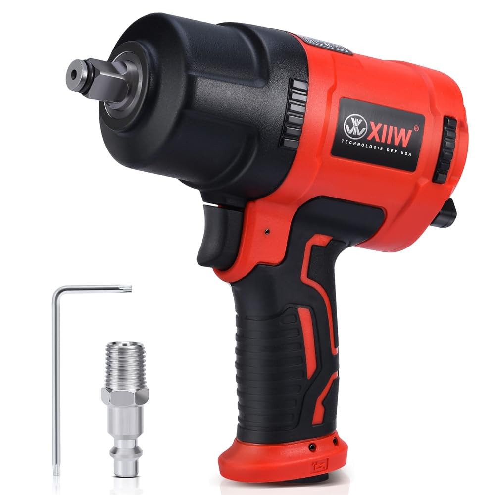 Xiiw 1/2 Inch Air Impact Wrench Max Torque 1560 Ft-Lbs Lightweight 4.4 Lb