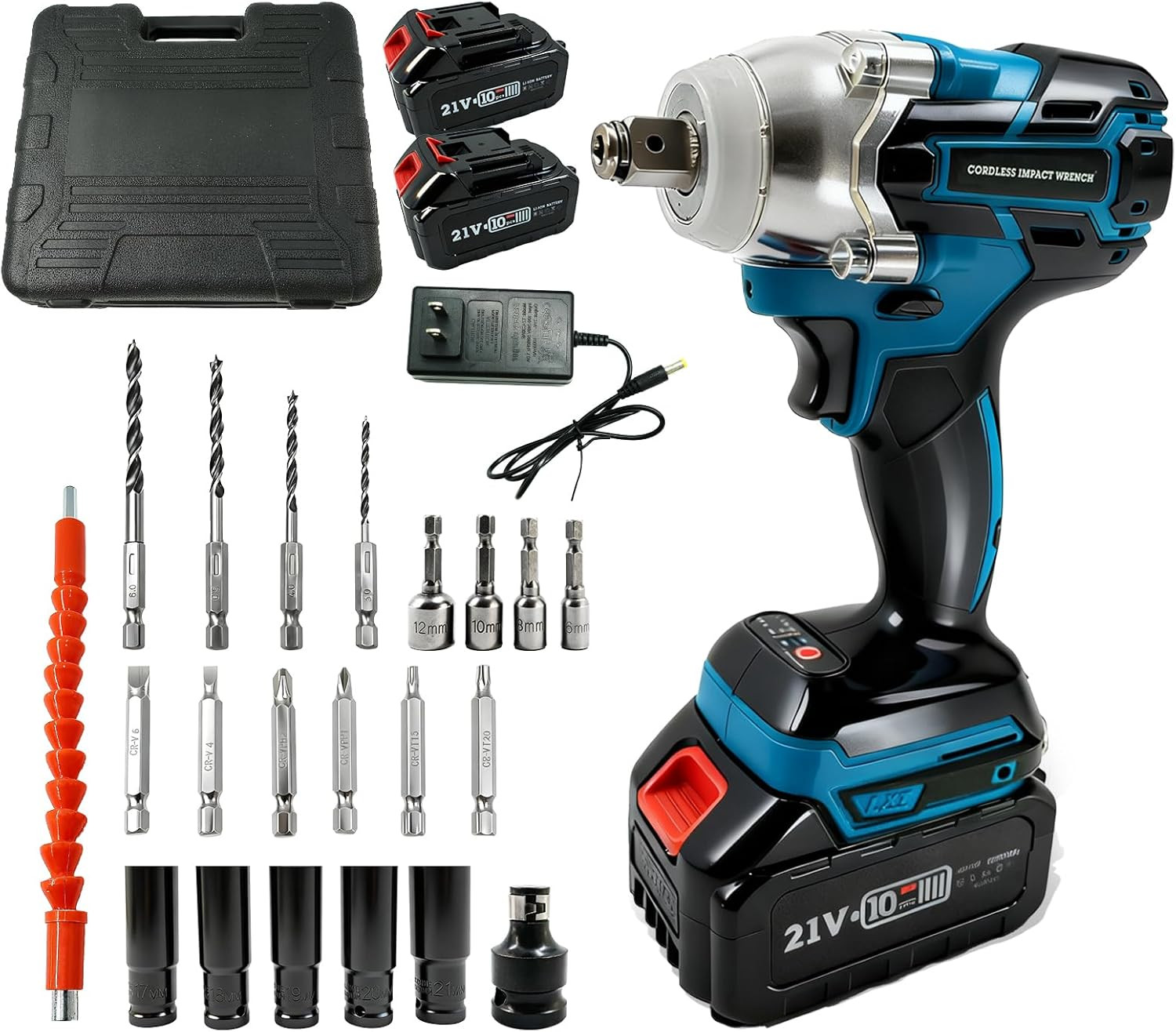 21V Pistola Llave De Impacto Inalámbrica 1/2 Pulgada Para Cambiar Llantas Carro