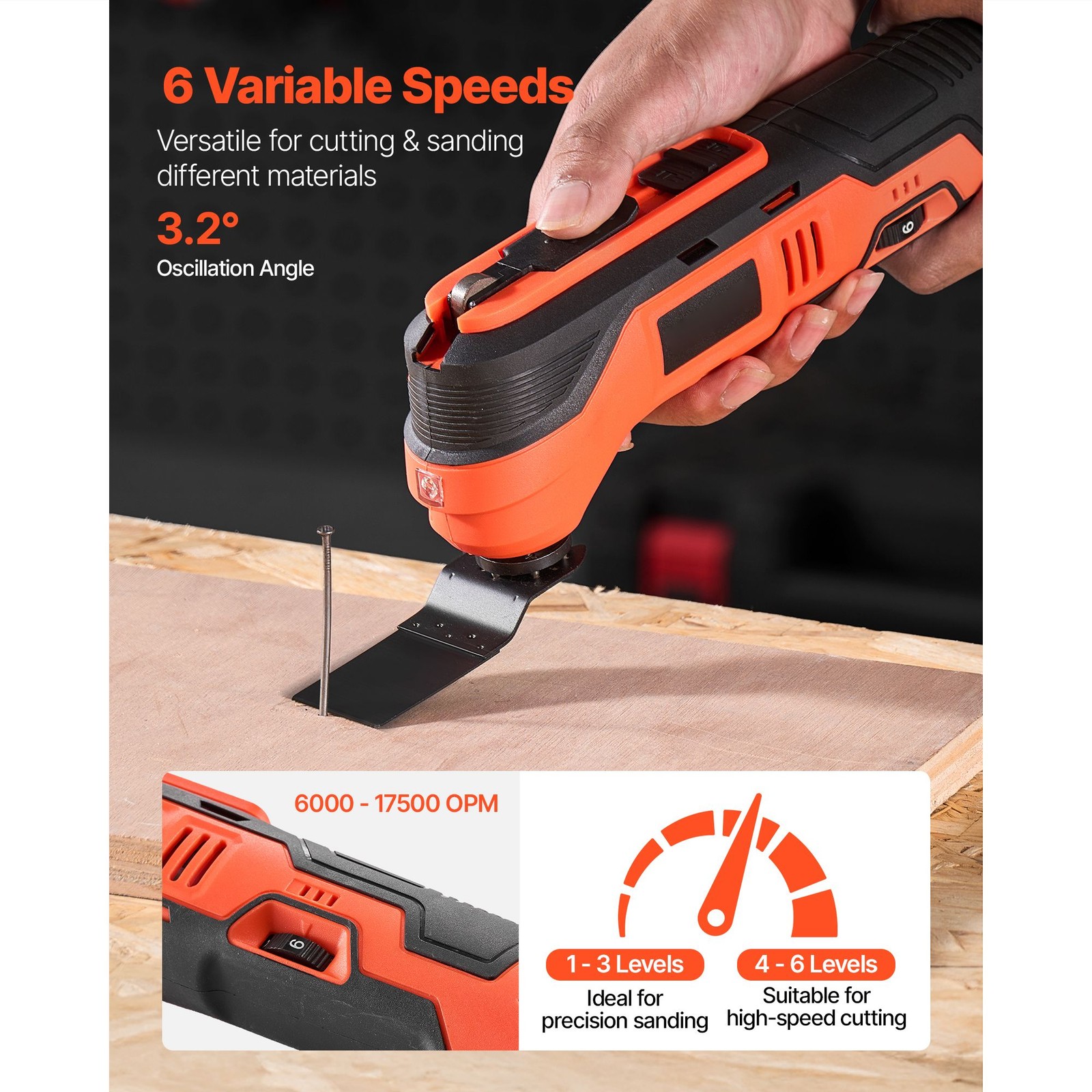 12V Oscillating Tool 6-Speed 3.2° Angle 2Ah Battery 8-Piece Kit