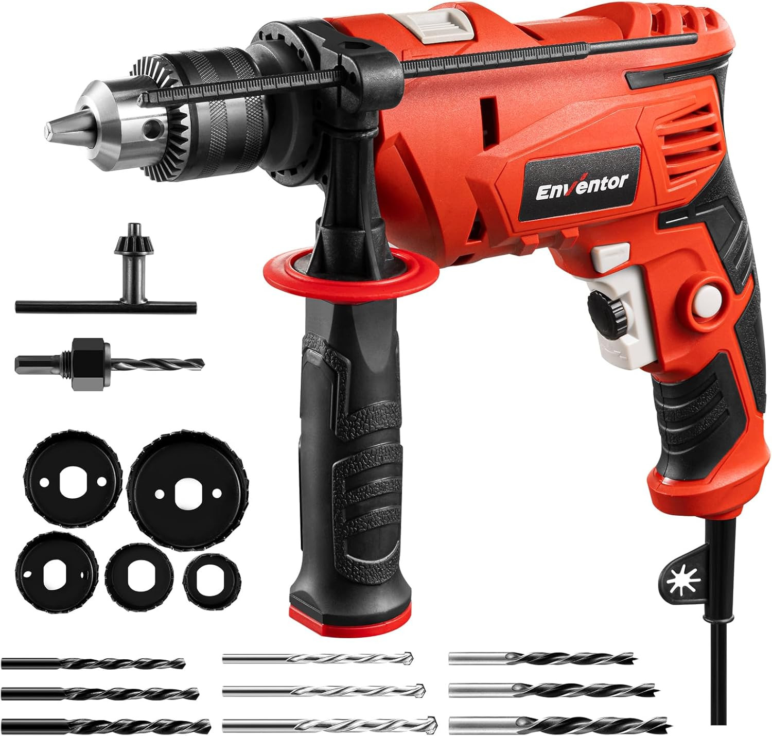 Taladro Percutor 75Amp 12In 900W 03000RPM Vel Variable con Mango y 9 Brocas
