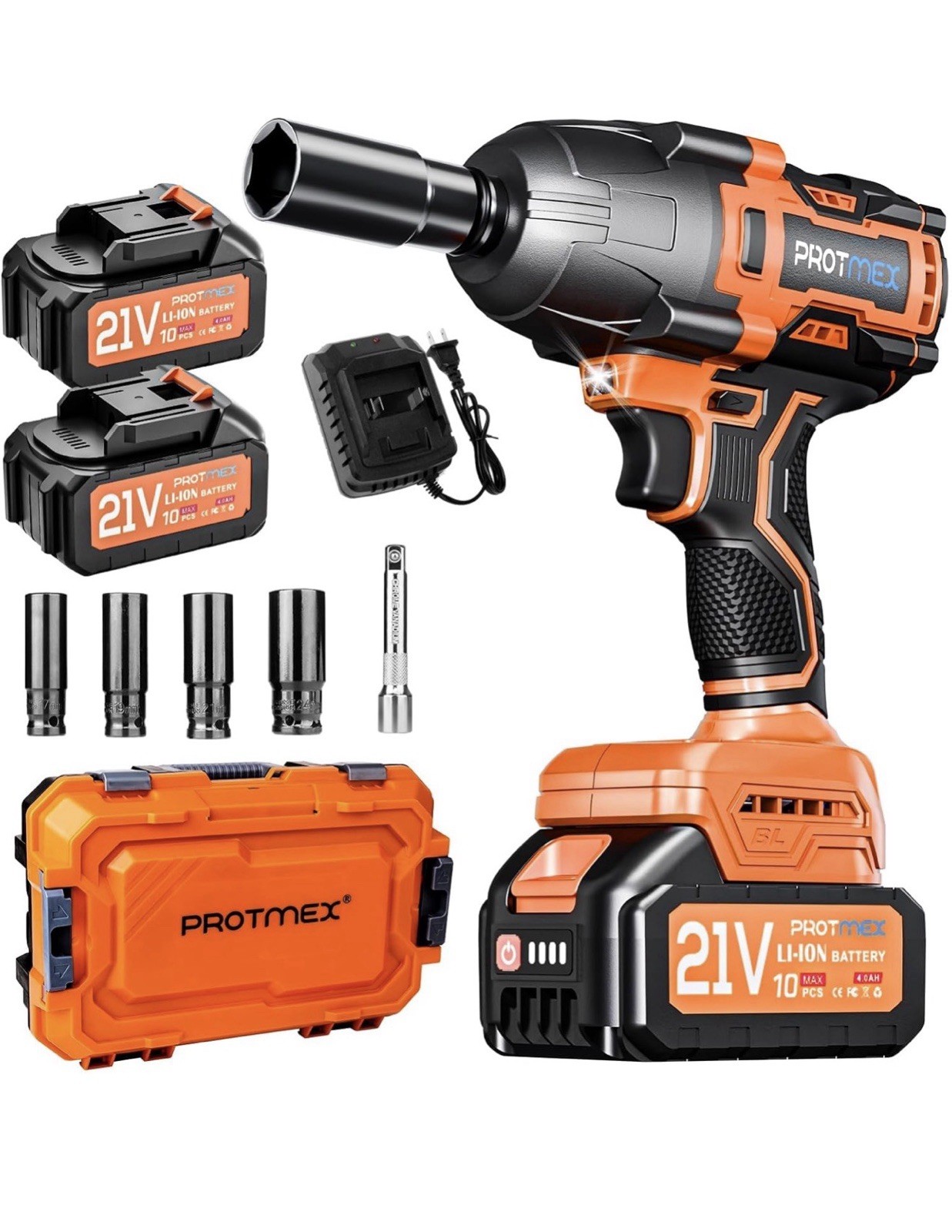 Cordless Impact Wrench, 900Ft-lbs (1200N.m) 1/2&Prime; Brushless Impact Gun, 21V HTP