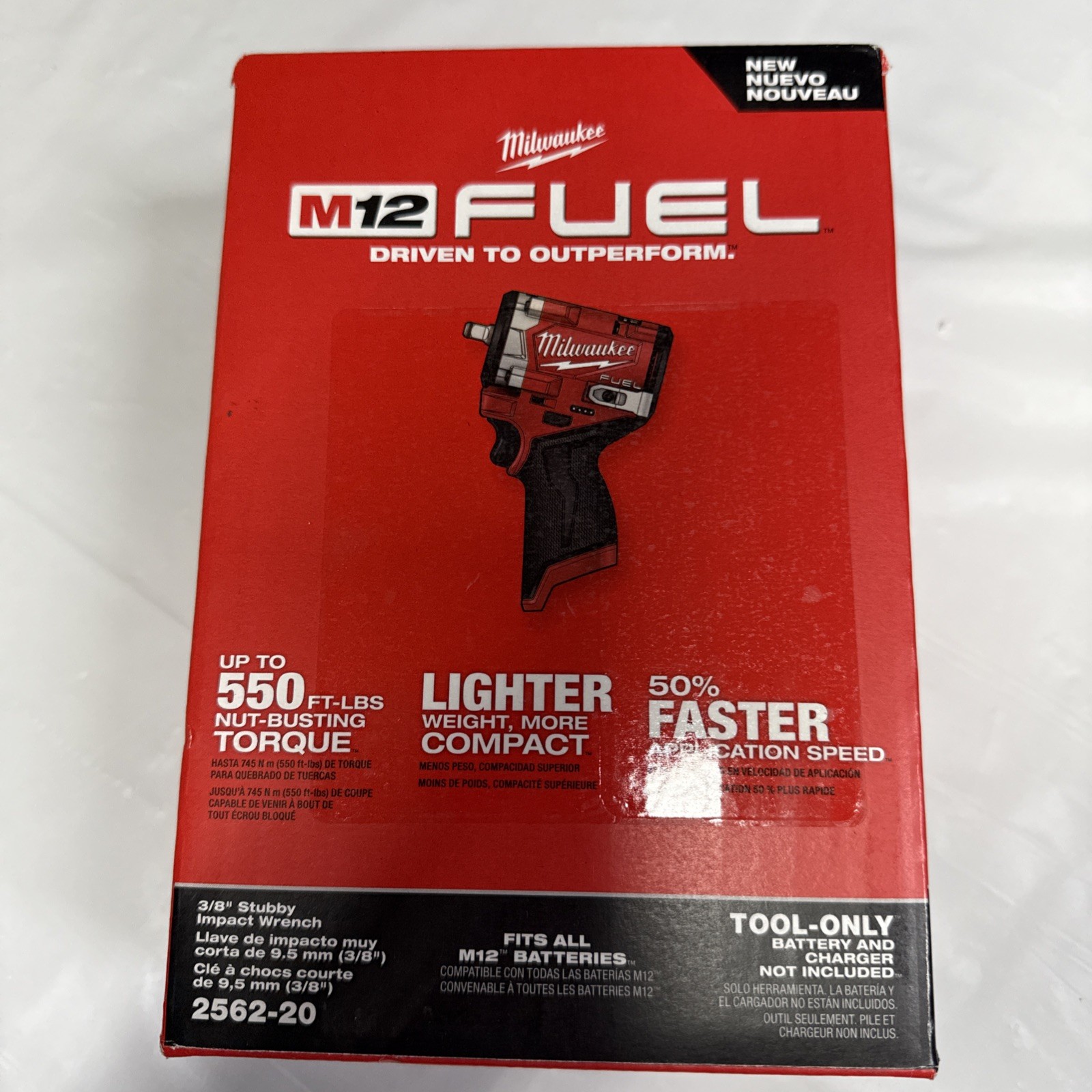 NEW MILWAUKEE 2562-20 M12 FUEL 12V 3/8&Prime; Stubby Impact Wrench – Bare Tool