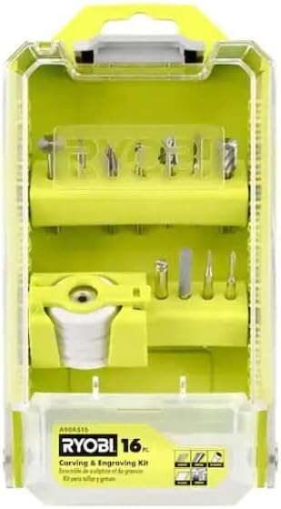 Ryobi 16 pc Rotary Tool Carving & Engraving Kit For Wood Metal Plastic Glass