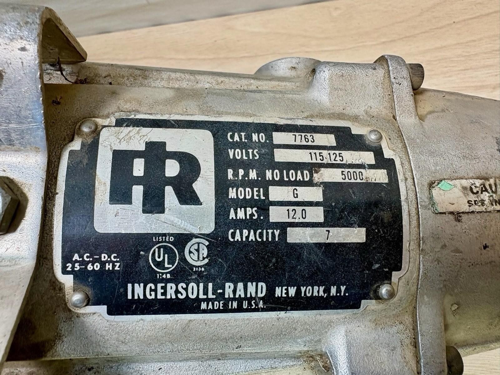 Vintage Ingersoll-Rand CAT 7763 Model G Heavy Duty Angle Grinder 5000 RPM 7&Prime;(G)
