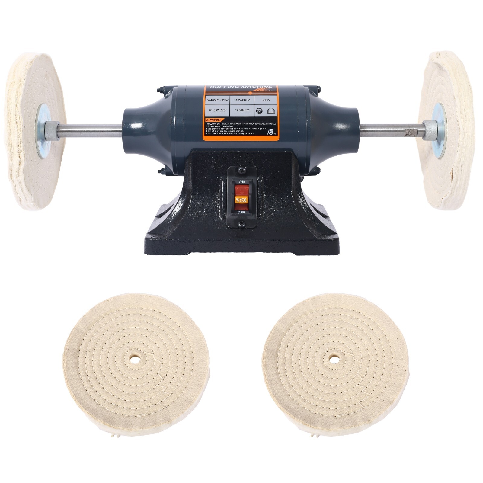 6&Prime; Electric Benchtop Polisher 370W 1/2HP Buffer Grinder Benchtop Buffing Machine