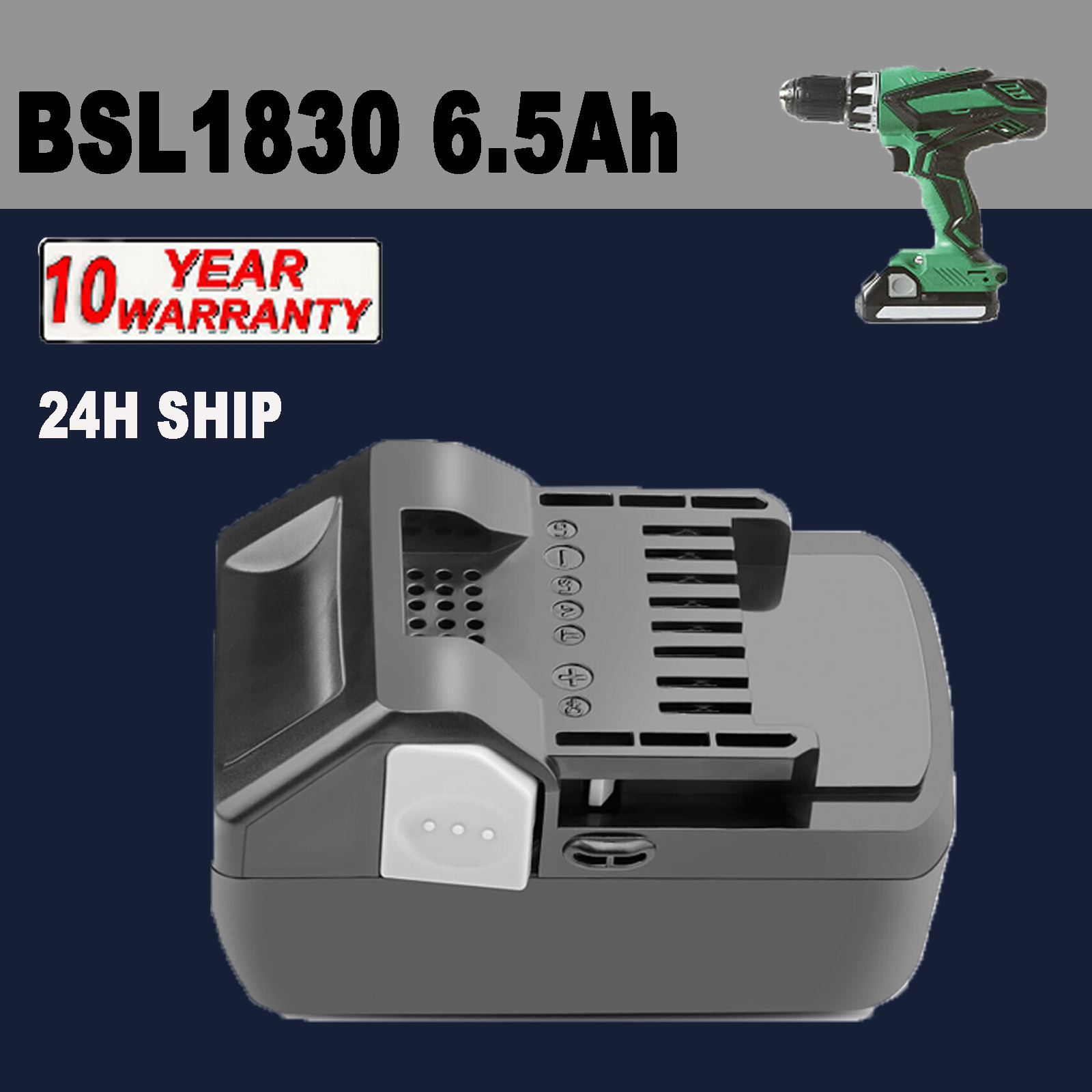 NEW For Hitachi & Metabo HPT BSL1815 18V 6.5Ah Lithium-Ion Battery Pack BSL1830