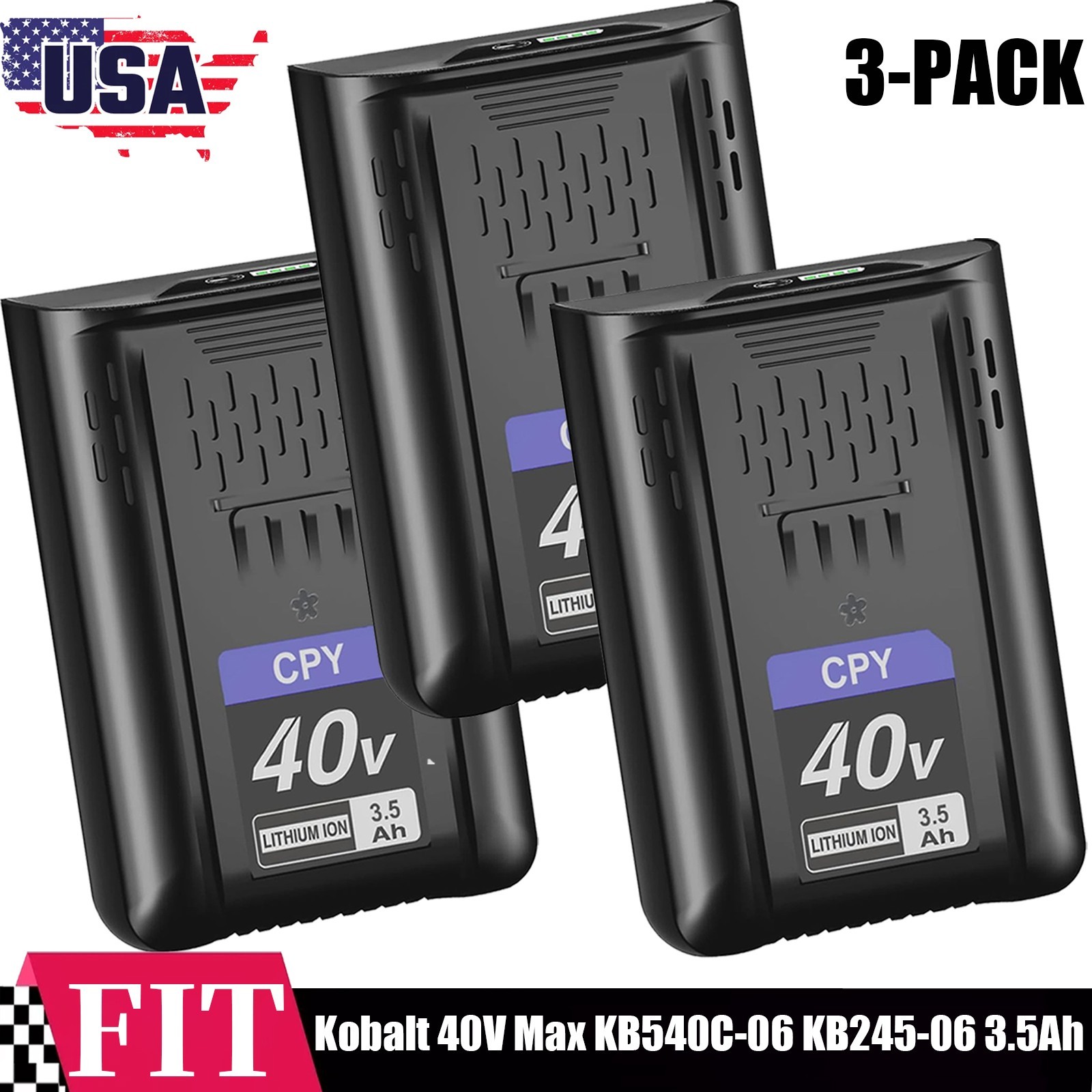 3-PACK 3.5Ah Lithium-ion Battery for Kobalt 40V Max KB540C-06 KB245-06 KB240-06