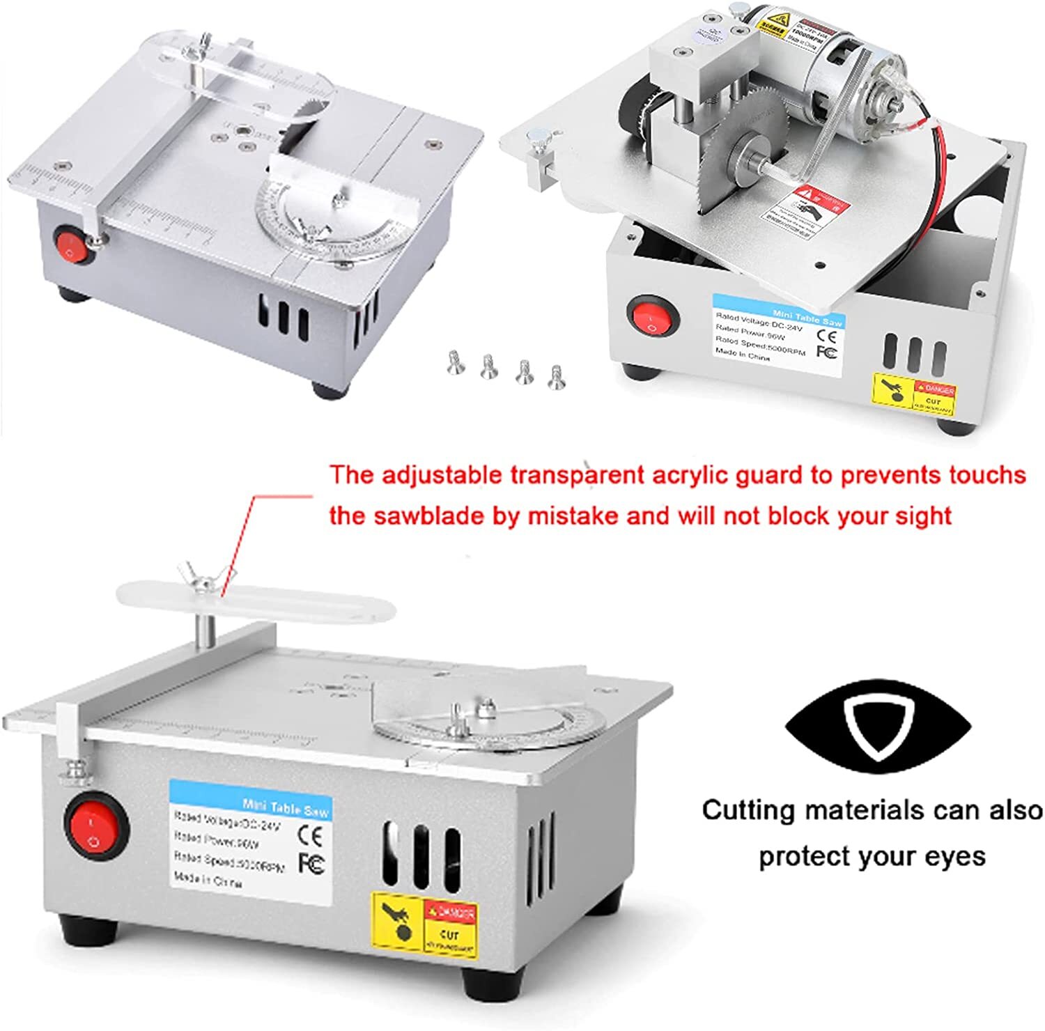 Mini table Saw for Crafts Dual-motor control Table Saw DIY Tool 110v