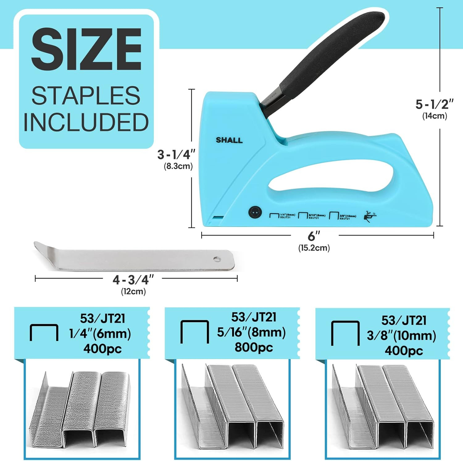 Light Duty Staple Gun for Wood – Upholstery Staple Gun with 1600Pcs JT21 Staples