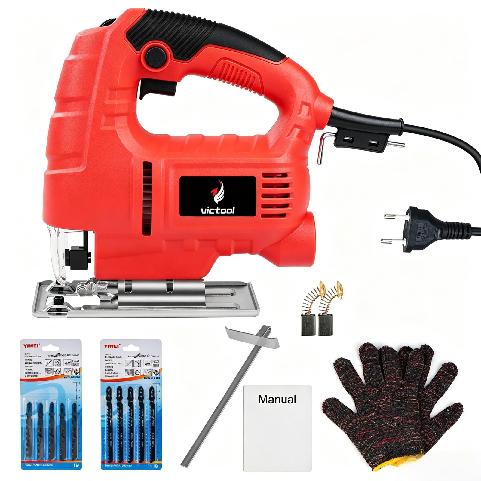 Corded Jigsaw, 800W Electric Jig Saw Tool Kit with 6 -Speed 0-2800 RPM, 0°-45…