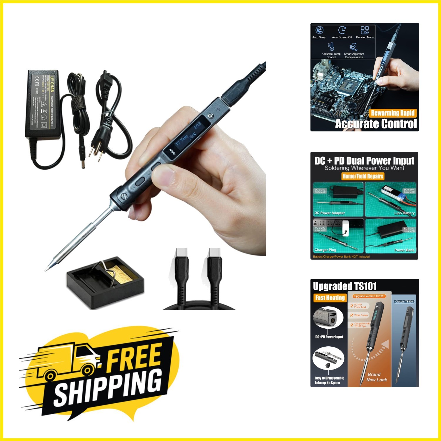 Programmable TS101 Mini Soldering Iron – Dual Power & Safety Features