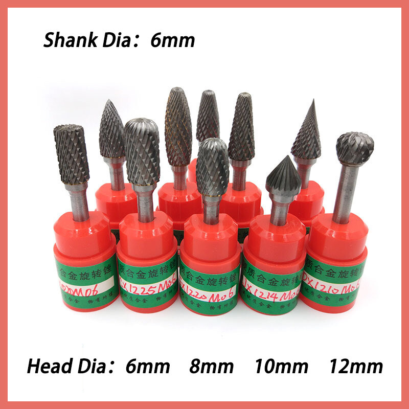 6-12 mm Tungsten Carbide Rotary Burr 6mm Shank Milling Cutter Drill Die Grinder