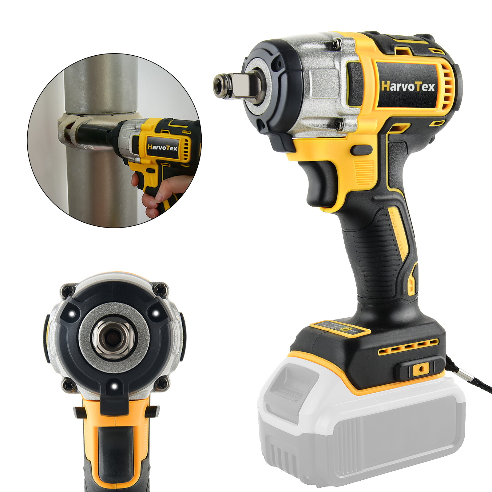 1/2&Prime; Brushless Cordless Impact Wrench for Dewalt 20V Max Battery (Tool Only)