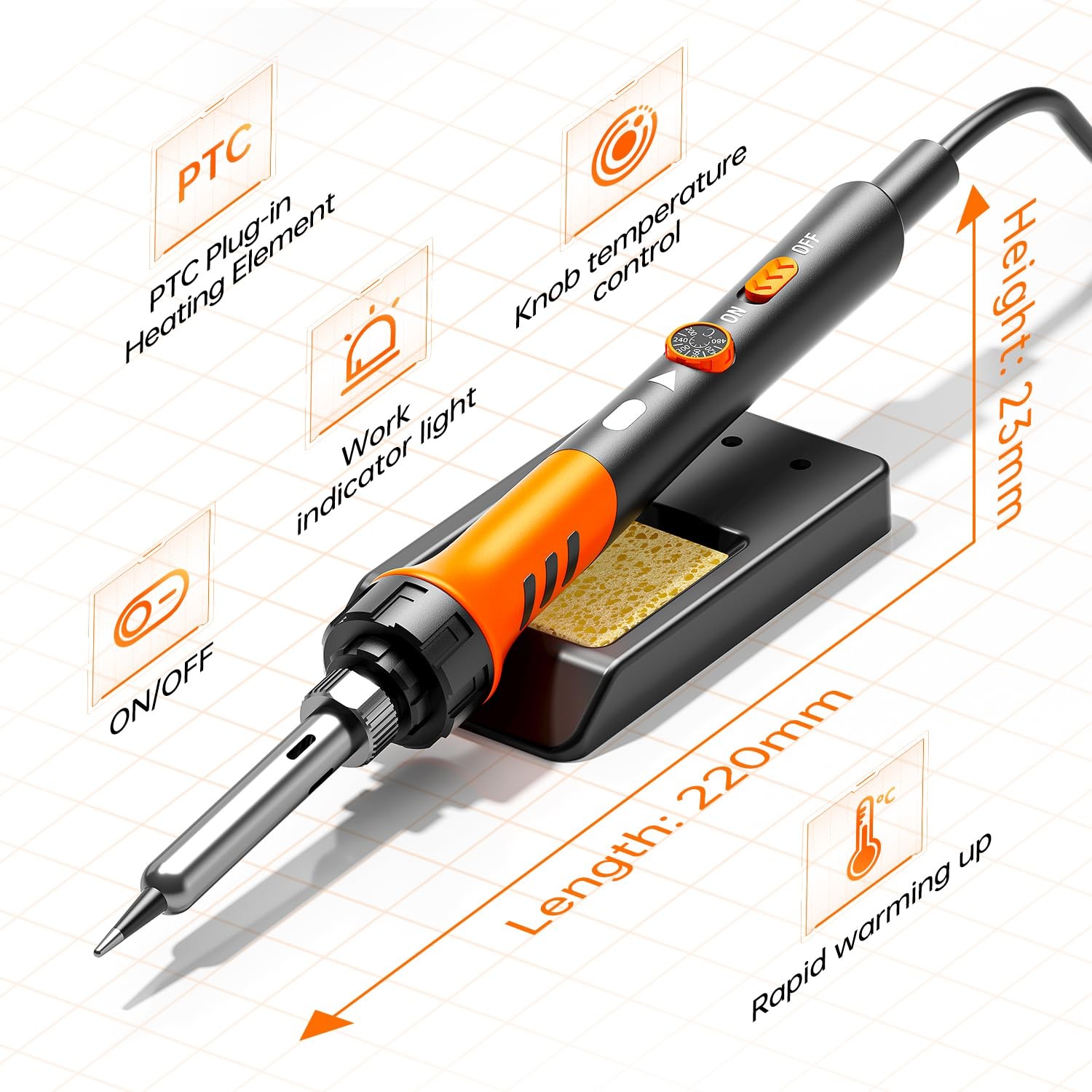 60W Adjustable Temperature Soldering Iron Kit – 9-in-1 With 5 Tips, Solder W…