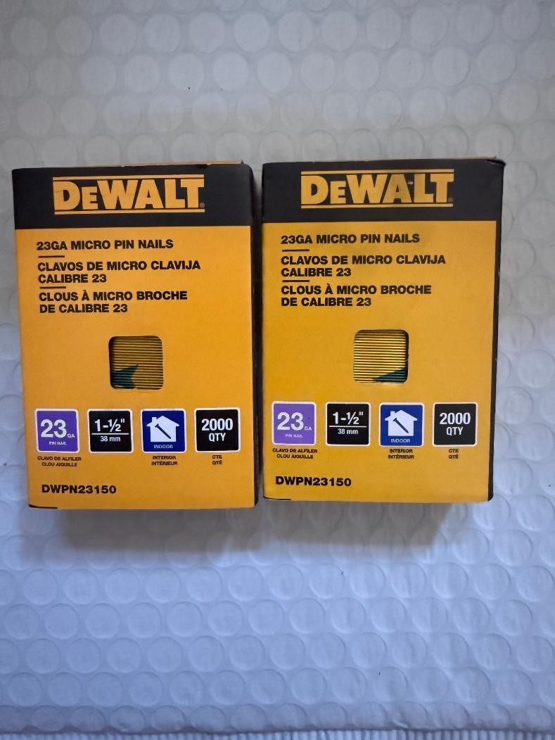 (2-Pack) DEWALT 1-1/2 in. x 23-Gauge Pin Nail 2000 Each Box 4000 Total NEW