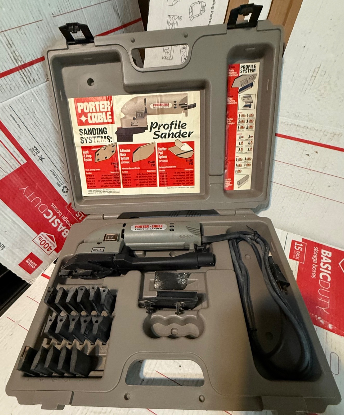 PORTER CABLE PROFILE SANDER MODEL 444 MOLDING SANDER SET -MADE IN USA! VINTAGE