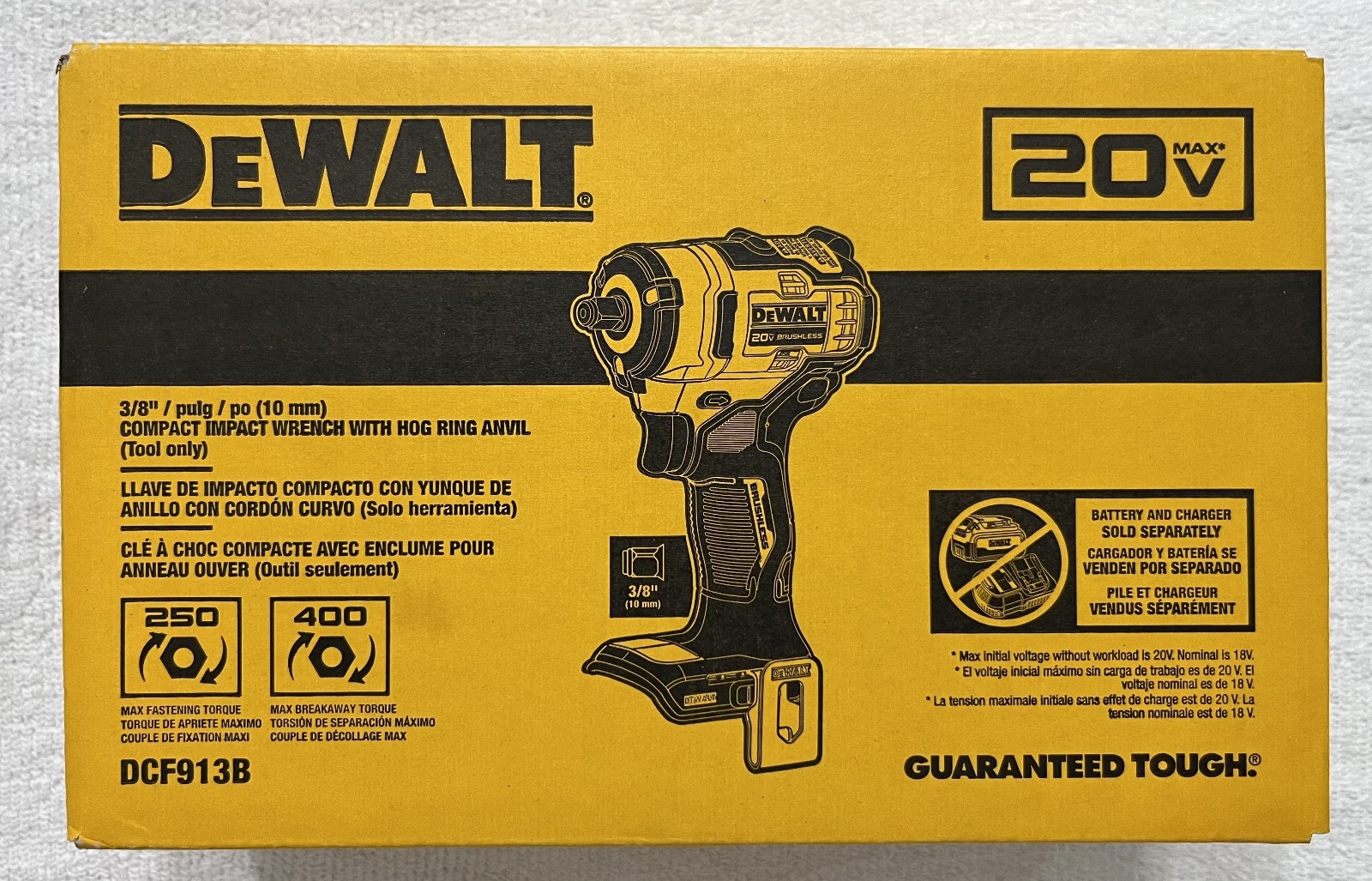 New Dewalt DCF913B 20V Max 3/8&Prime; Compact Brushless Impact Wrench W Hog Ring (NIB)