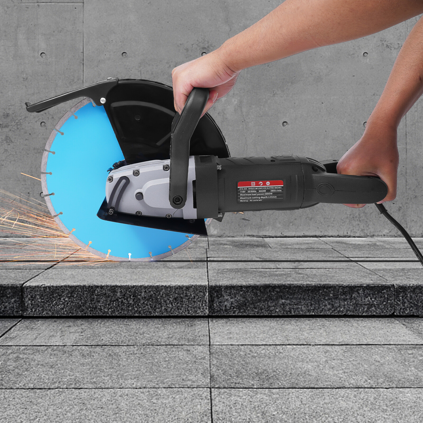 14&Prime; Electric Concrete Saw Disc Cutter Wet Dry Circular Blade for Granite Stone