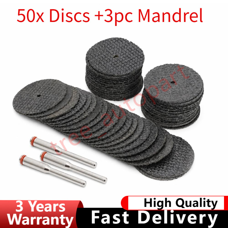 50x Fiberglass Reinforced Dremel Cut Off 1/8&Prime; Wheel Rotary Discs + 3PC Mandrel