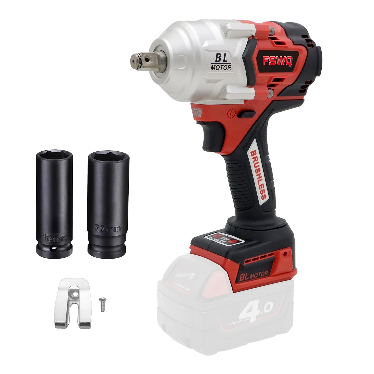 18V Brushless Impact Wrench, Max Torque 737 ft-lbs (1000N.m), 1/2 inch with 4…