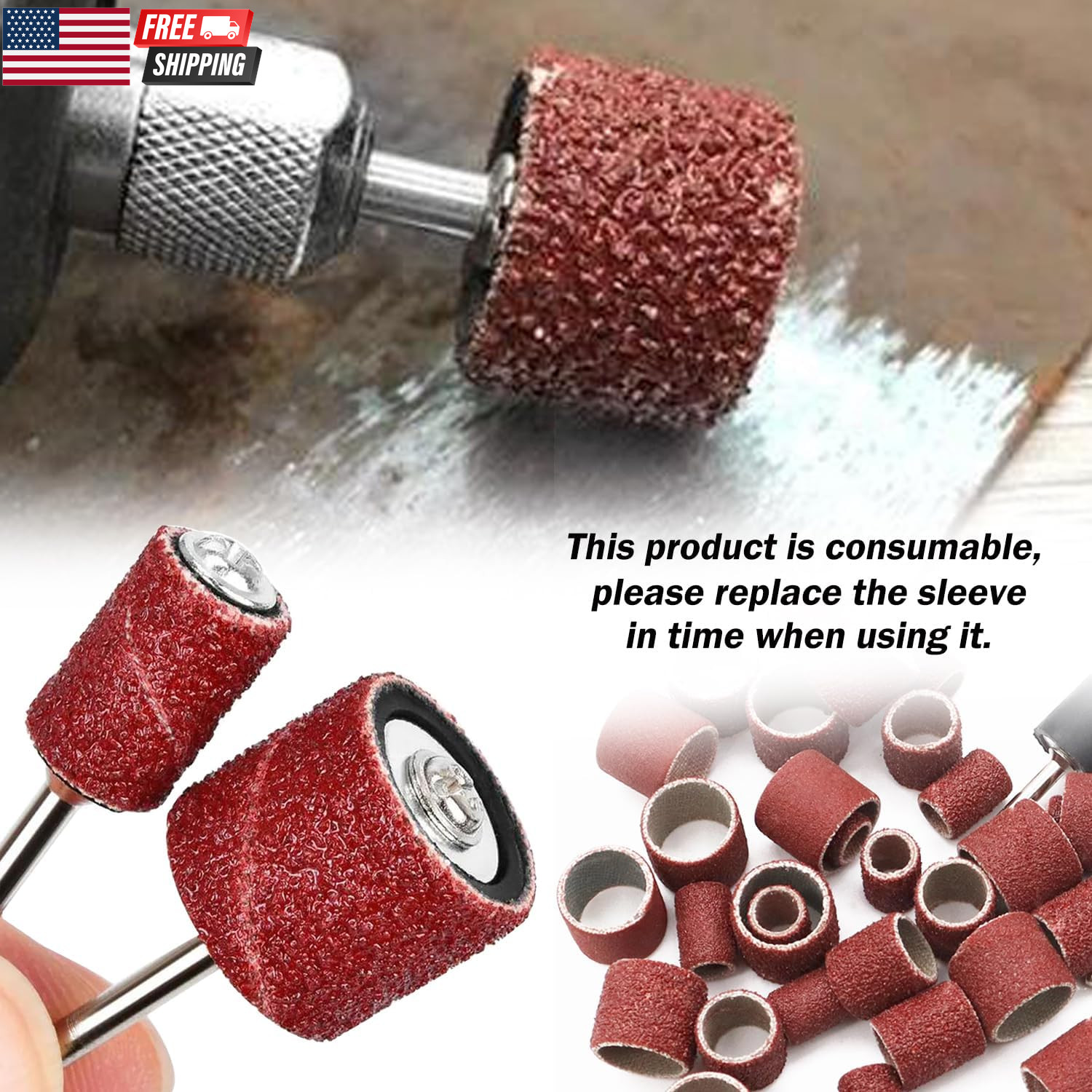 Sanding Drum Set for Most Rotary Tools-Includes 138 Aluminum Oxide Sanding Sleev