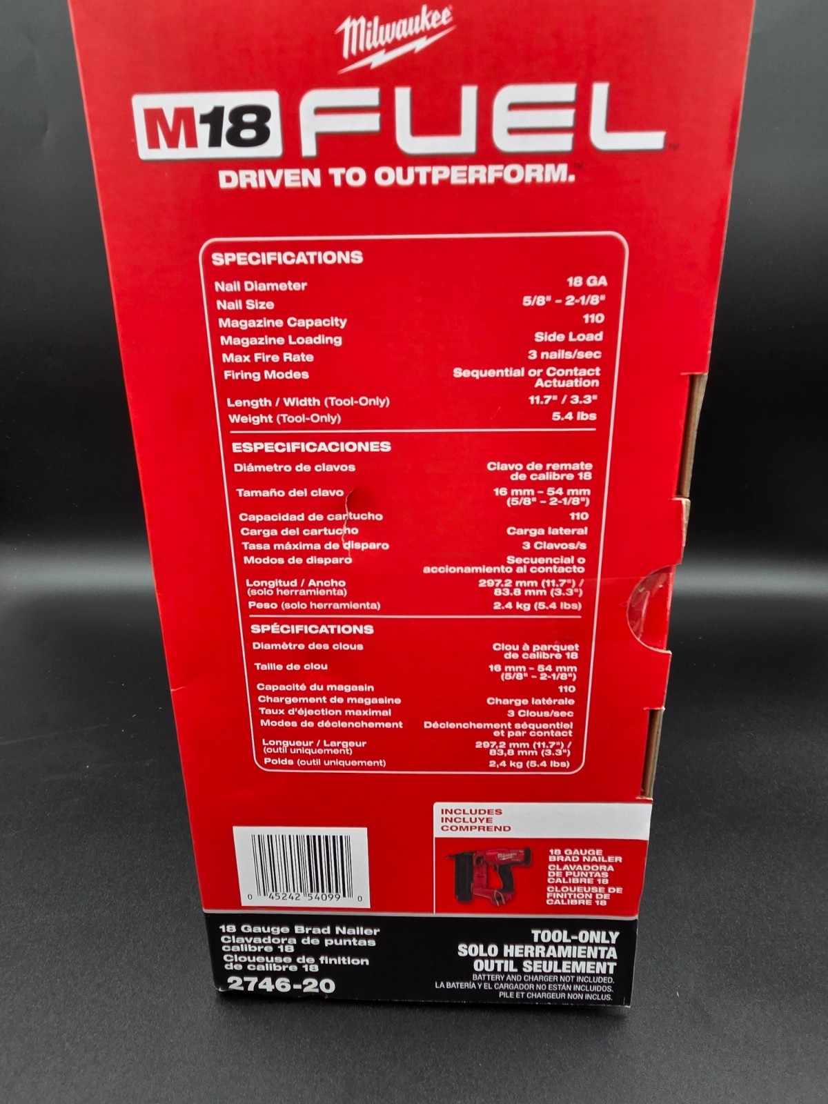 *New In Box* Milwaukee M18 FUEL 2746-20 18 Gauge Brad Nailer Tool Only