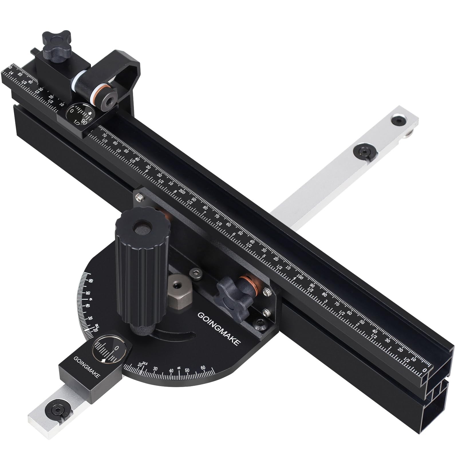 Compact Table Saw Miter Gauge with 360mm Fence and Multifunction Flip Stop an…